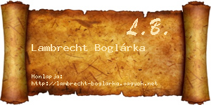 Lambrecht Boglárka névjegykártya